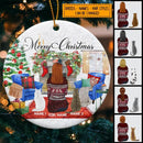 Merry Christmas - Girl And Cats Front Fireplace - Personalized Cat Christmas Ornament