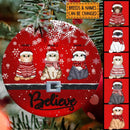 Believe - Red Background - Personalized Cat Christmas Ornament