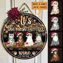 It's The Most Wonderful Wine Of The Year - Christmas Light Night - Personalized Cat Christmas Door Sign