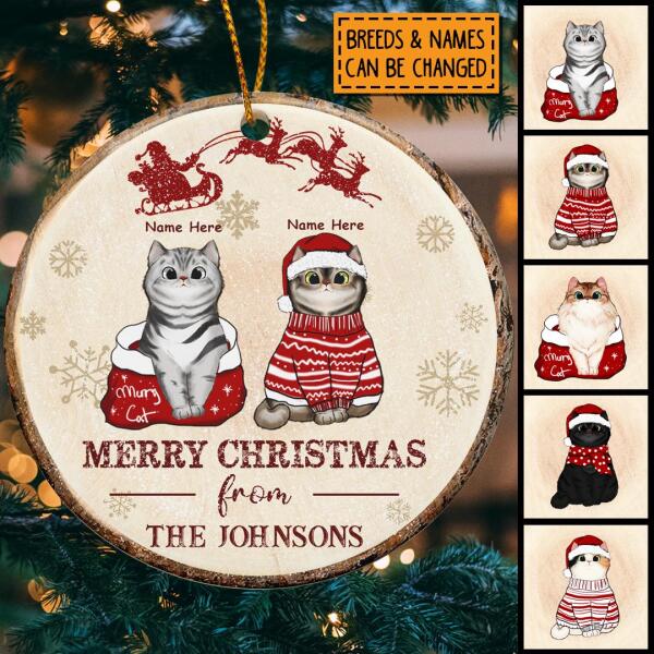 Merry Christmas From Family - Personalized Cat Christmas Ornament