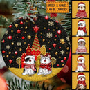 Cats Standings On Gold Glitter Land - Personalized Cat Christmas Ornament