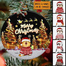 Merry Christmas - Gold Neon Light On Christmas Trees - Personalized Cat Christmas Ornament