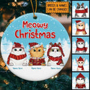 Meowy Christmas - White Snow Blue Sky - Personalized Cat Christmas Ornament