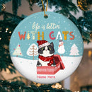 Life Is Better With Cats - Cats In The Gift Box - Personalized Cat Christmas Ornament