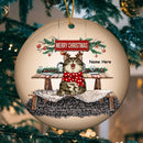 Merry Christmas - Cats On Fur Rug - Personalized Cat Christmas Ornament