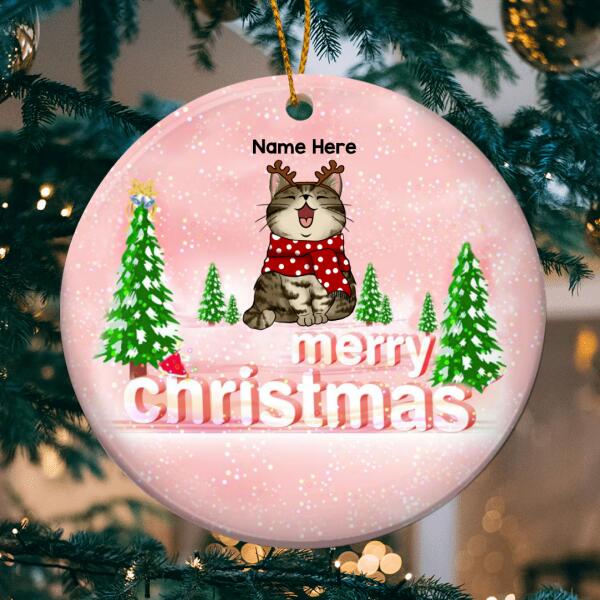 Merry Christmas - Pinktone - Personalized Cat Christmas Ornament