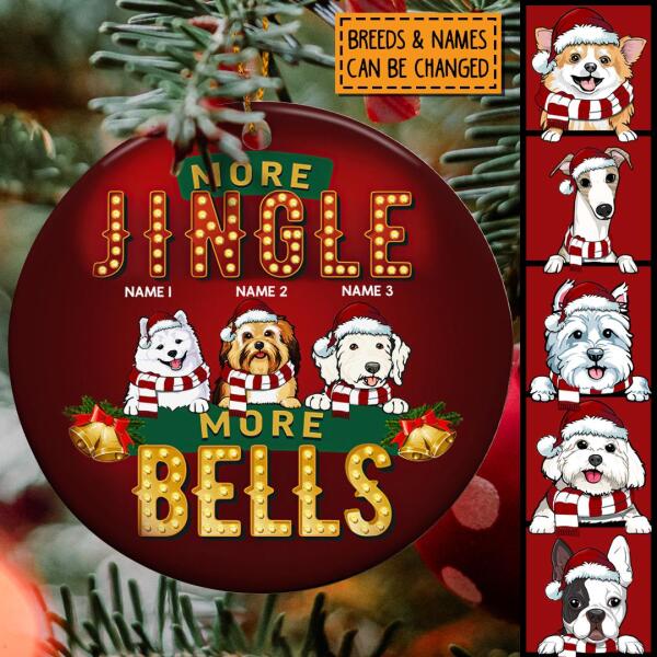 More Jingle More Bells - Red Background - Personalized Dog Christmas Ornament