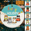 Happy Holiday - Winter Cats On Snow Field - Personalized Cat Christmas Ornament