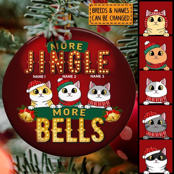 More Jingle More Bells - Red Background - Personalized Cat Christmas Ornament
