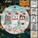 Personalised Xmas White Mint Tone Circle Ceramic Ornament - Personalized Cat Lovers Decorative Christmas Ornament