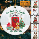 Our Family Has Expanded By Four Feet Circle Ceramic Ornament - Personalized Cat Lovers Decorative Christmas Ornament