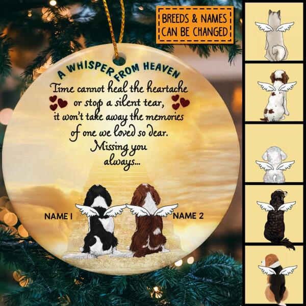 Personalised A Whisper From Heaven Circle Ceramic Ornament - Personalized Dog Lovers Decorative Christmas Ornament