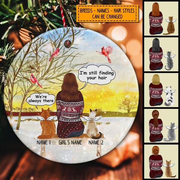 Personalised I'm Still Finding Your Hair Circle Ceramic Ornament - Personalized Cat Lovers Decorative Christmas Ornament