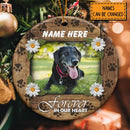Forever In Our Heart Custom Photo Circle Ceramic Ornament - Personalized Dog Lovers Decorative Christmas Ornament