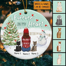 Forever In My Heart Pastel Mint Circle Ceramic Ornament - Personalized Cat Lovers Decorative Christmas Ornament