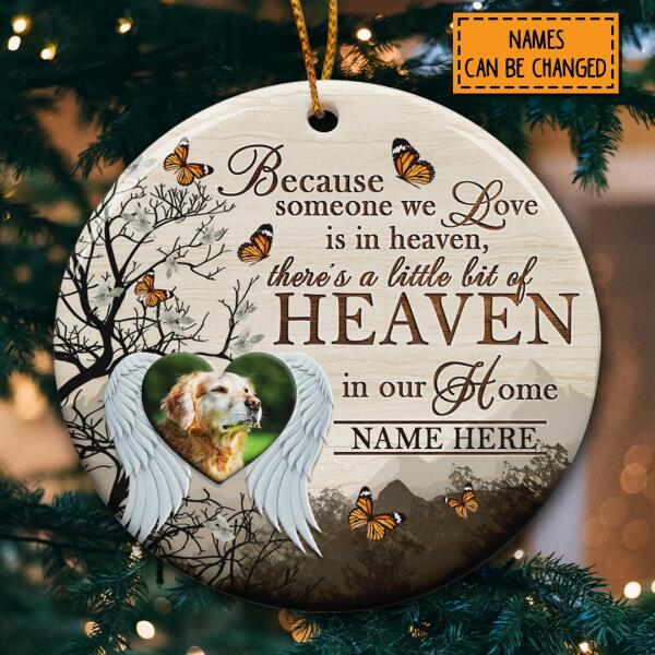 Someone We Love's In Heaven Custom Photo Circle Ceramic Ornament - Personalized Dog Lovers Decorative Christmas Ornament