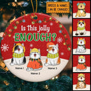 Is This Jolly Enough String Light Circle Ceramic Ornament - Personalized Cat Lovers Decorative Christmas Ornament