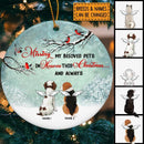 Miss My Beloved Pets In Heaven This Xmas Circle Ceramic Ornament - Personalized Dog Lovers Decorative Christmas Ornament