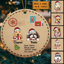 We've Been Good Dogs Letter Background Circle Ceramic Ornament - Personalized Dog Lovers Decorative Christmas Ornament