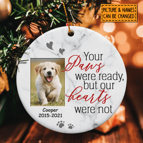 Your Paw Were Ready Custom Photo Circle Ceramic Ornament - Personalized Cat & Dog Lovers Decorative Christmas Ornament