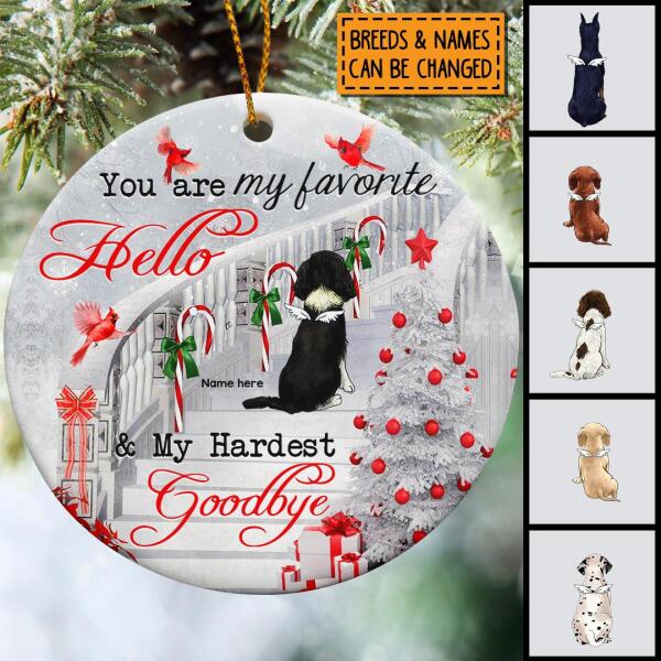 You Are My Hardest Goodbye Circle Ceramic Ornament - Personalized Angel Dog Lovers Decorative Christmas Ornament