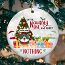 I Regret Nothing Sparkle Silver Circle Ceramic Ornament - Personalized Cat Lovers Decorative Christmas Ornament