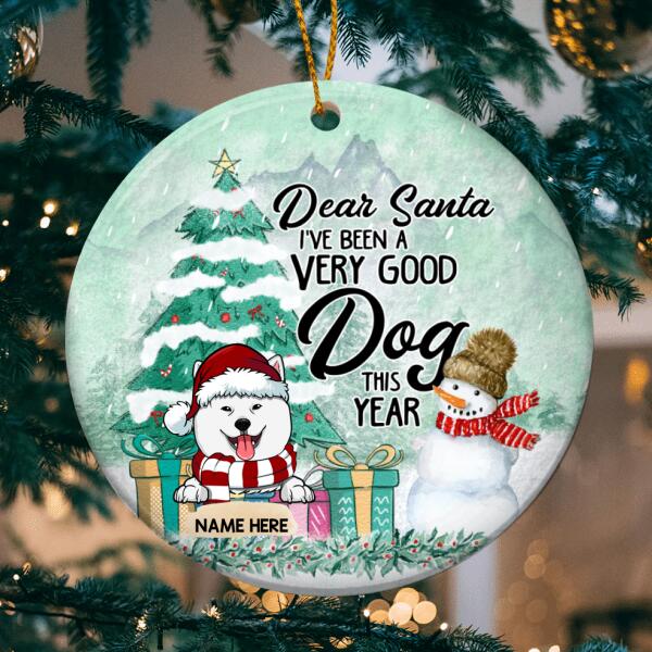 We've Been Very Good Dogs This Year Mint Circle Ceramic Ornament - Personalized Dog Lovers Decorative Christmas Ornament