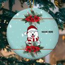 Personalised Xmas Dogs On Blue Circle Ceramic Ornament - Personalized Dog Lovers Decorative Christmas Ornament