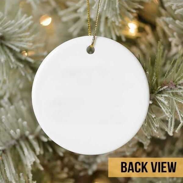 Dear Santa Define Good Gift Boxes Silver Circle Ceramic Ornament - Personalized Dog Lovers Decorative Christmas Ornament