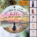 My Hardest Goodbye Ombre Sky Circle Ceramic Ornament - Personalized Angel Dog Lovers Decorative Christmas Ornament