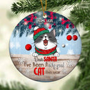 I've Been A Good Cat This Year Blue Circle Ceramic Ornament - Personalized Cat Lovers Decorative Christmas Ornament