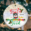 Dear Santa Define Good Gift Boxes Silver Circle Ceramic Ornament - Personalized Cat Lovers Decorative Christmas Ornament