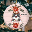 Personalised Xmas Cats On Pink Wooden Circle Ceramic Ornament - Personalized Cat Lovers Decorative Christmas Ornament