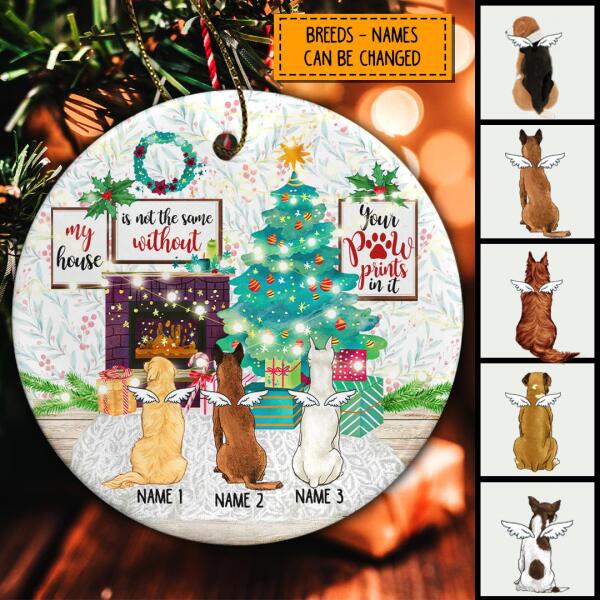 Your Paw Prints In It Cozy Home Circle Ceramic Ornament - Personalized Angel Dog Lovers Decorative Christmas Ornament