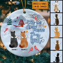 You Left Paw Prints On My Heart Circle Ceramic Ornament - Personalized Angel Cat Lovers Decorative Christmas Ornament