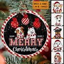 Merry Christmas Red Xmas Balls Circle Ceramic Ornament - Personalized Dog Lovers Decorative Christmas Ornament