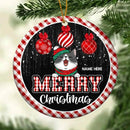 Merry Christmas Red Xmas Balls Circle Ceramic Ornament - Personalized Cat Lovers Decorative Christmas Ornament