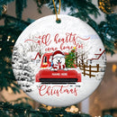 All Hearts Come Home For Xmas Snowy Circle Ceramic Ornament - Personalized Dog Lovers Decorative Christmas Ornament