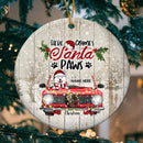 Here Comes Santa Paws Old Wooden Circle Ceramic Ornament - Personalized Dog Lovers Decorative Christmas Ornament