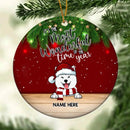 Most Wonderful Time Of The Year Red Circle Ceramic Ornament - Personalized Dog Lovers Decorative Christmas Ornament