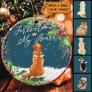 Forever In My Heart Starry Night Circle Ceramic Ornament - Personalized Angel Dog Lovers Decorative Christmas Ornament