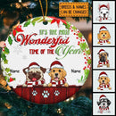 It's The Most Wonderful Time Custom V5 Circle Ceramic Ornament - Personalized Dog Lovers Decorative Christmas Ornament