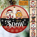 Personalised Let It Snow Red & Black Circle Ceramic Ornament - Personalized Dog Lovers Decorative Christmas Ornament
