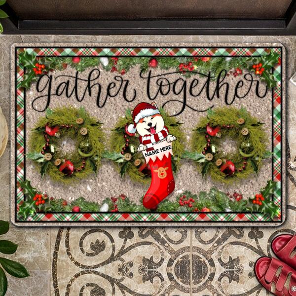 Gather Together - Christmas Stocking - Personalized Dog Christmas Doormat