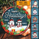 Happy Holiday Starry Night V1 Circle Ceramic Ornament - Personalized Dog Lovers Decorative Christmas Ornament