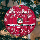 Have Yourself A Merry Little Christmas - Red Wooden - Personalized Cat Christmas Ornament