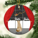 Santa's Sleigh Over Window - Backside Cats - Personalized Cat Christmas Ornament