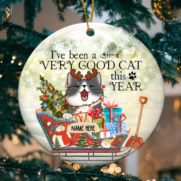 I've Been A Very Good Cat This Year - Cat On Sleigh - Personalized Cat Christmas Ornament