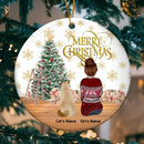 Merry Christmas - Gold Snowflake Print Wall - Personalized Cat Christmas Ornament