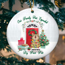 Our Family Has Expanded By Four Feet Circle Ceramic Ornament - Personalized Cat Lovers Decorative Christmas Ornament